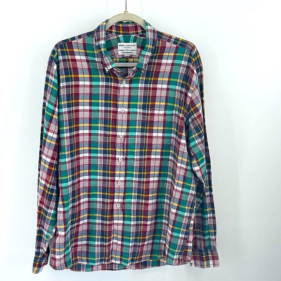 Spier & MacKay Handmade Contemporary 100% cotton plaid button down dress shirt - Picture 1 of 6